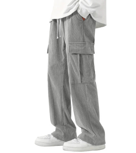 Autumn And Winter Corduroy Loose Straight Cargo Pants