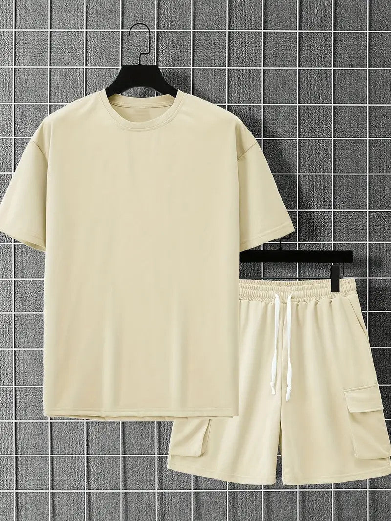 Men's Casual T-Shirt & Drawstring Shorts Set