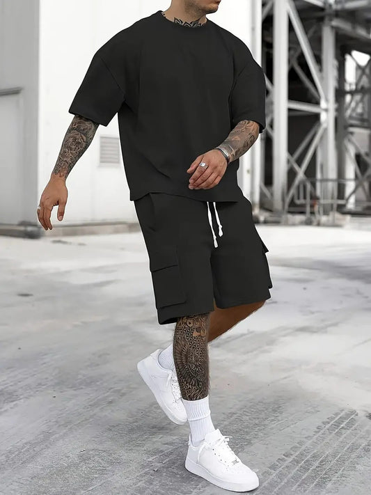 Men's Casual T-Shirt & Drawstring Shorts Set