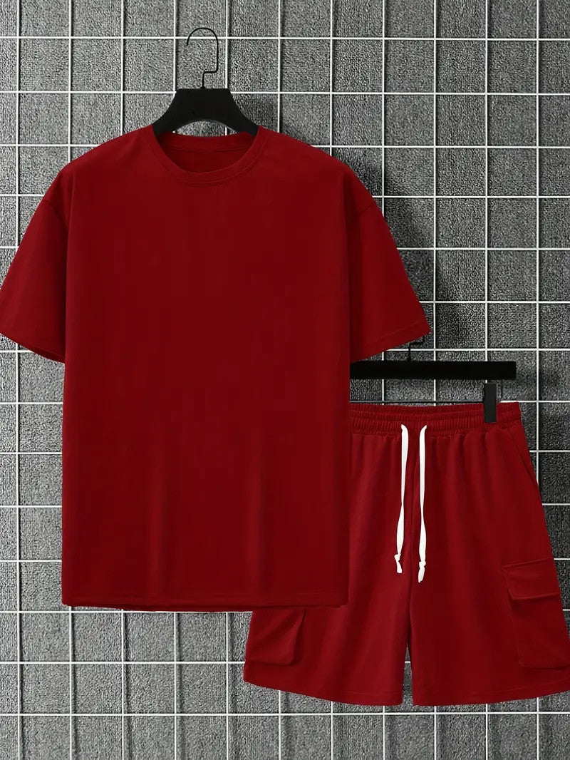 Men's Casual T-Shirt & Drawstring Shorts Set