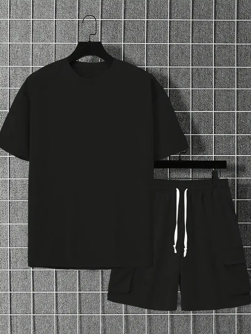 Men's Casual T-Shirt & Drawstring Shorts Set