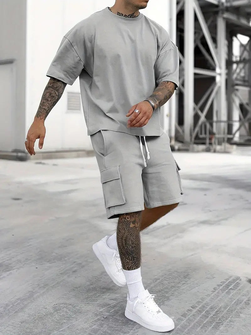 Men's Casual T-Shirt & Drawstring Shorts Set