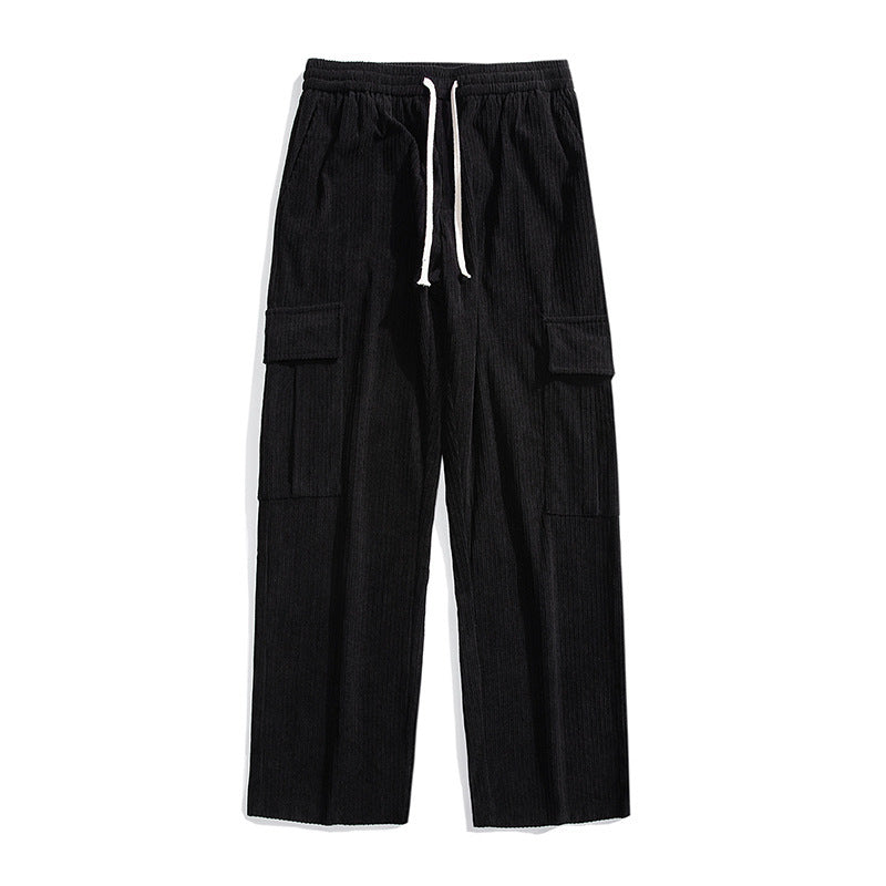 Autumn And Winter Corduroy Loose Straight Cargo Pants