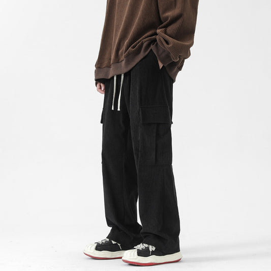 Autumn And Winter Corduroy Loose Straight Cargo Pants